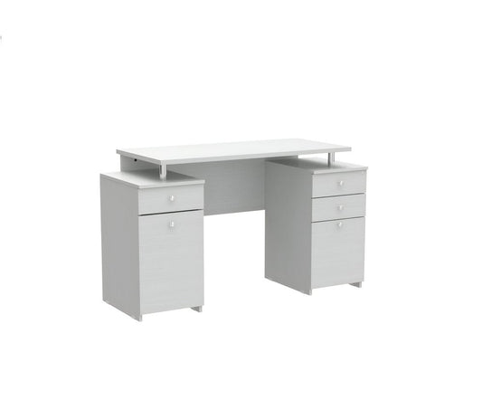 51" White Computer Desk With Five Drawers HomeRoots