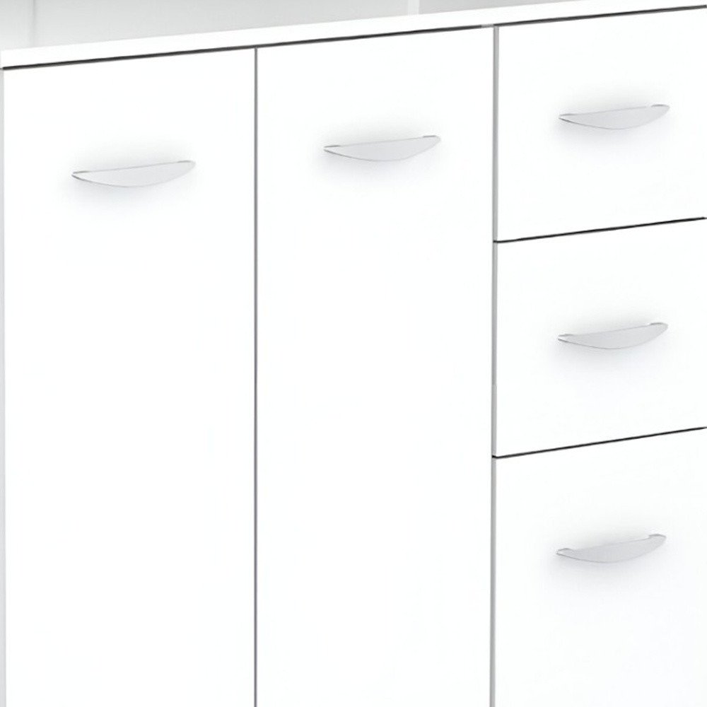 White Finish Wood Kitchen Storage Cabinet HomeRoots