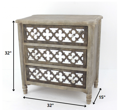 15" Brown Standard Accent Cabinet With Three Drawers HomeRoots