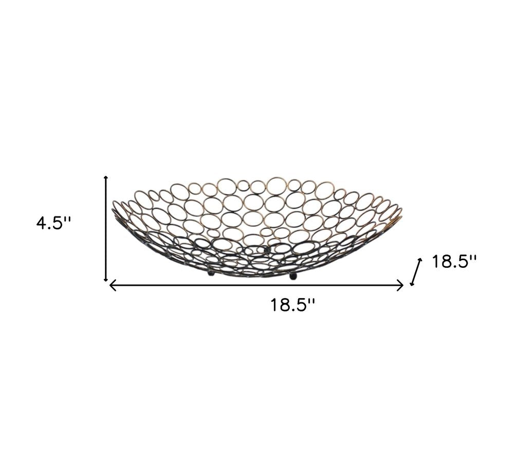 19" Bronze Metal Round Centerpiece Bowl HomeRoots