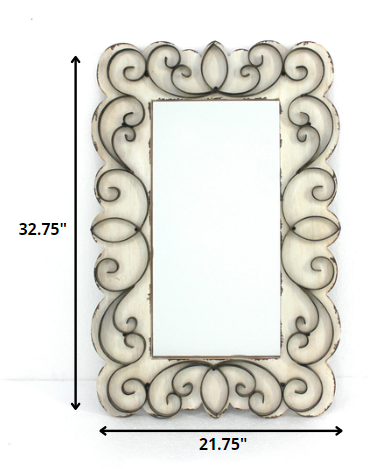 33" White Wood Framed Accent Mirror HomeRoots