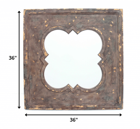 36" Bronze Square Wood Framed Accent Mirror HomeRoots