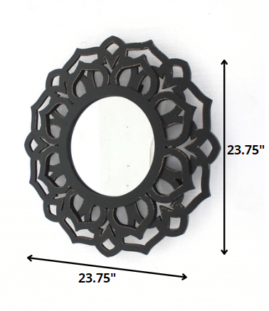 24" Black Abstract Wood Framed Accent Mirror HomeRoots