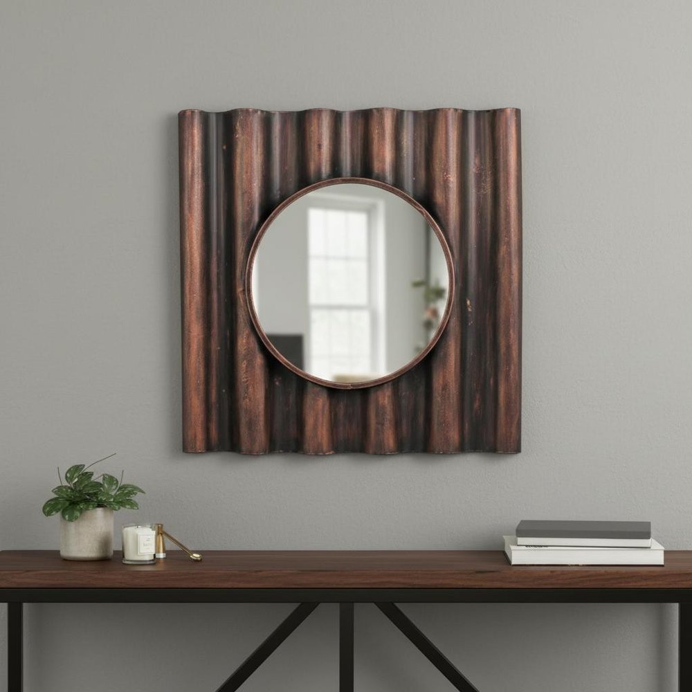 24" Bronze Square Metal Framed Accent Mirror HomeRoots