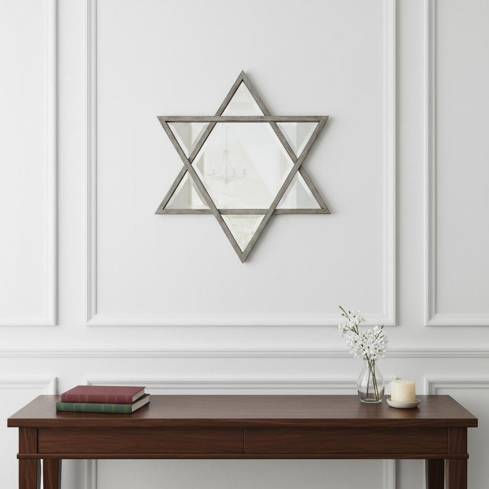 26" Silver Novelty Metal Framed Accent Mirror HomeRoots