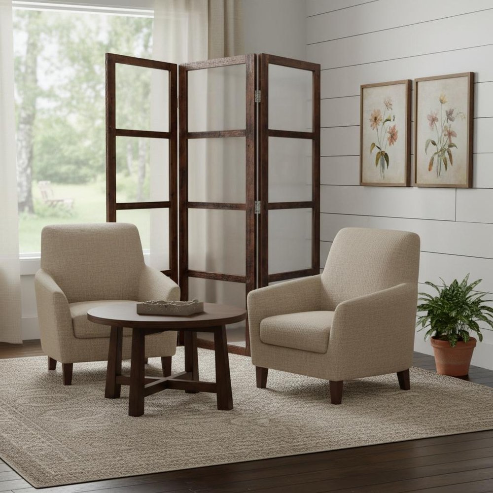 84" Brown Folding Three Panel Screen Room Divider HomeRoots