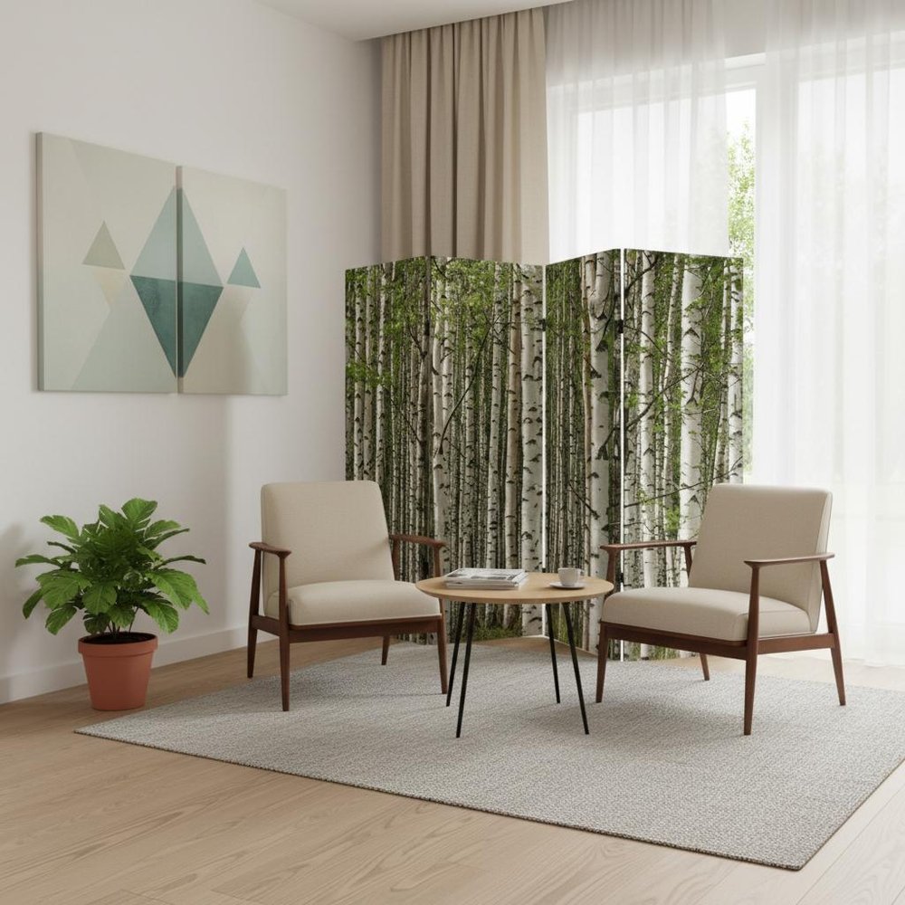 84" Green Canvas Folding Four Panel Screen Room Divider HomeRoots