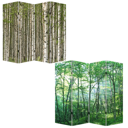 84" Green Canvas Folding Four Panel Screen Room Divider HomeRoots