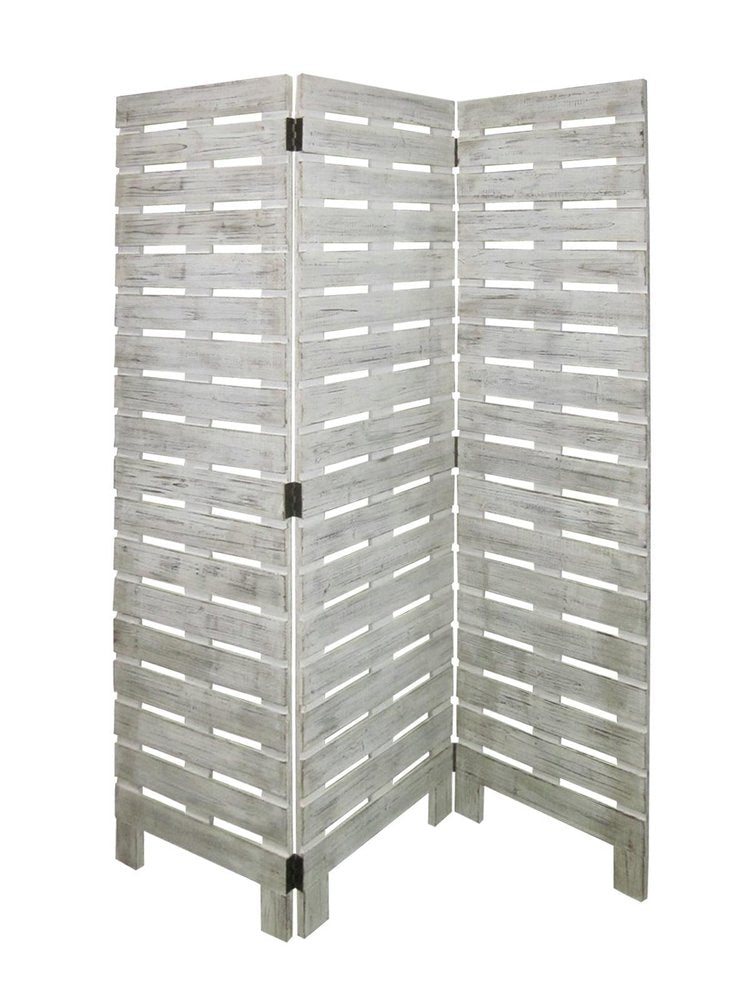 72" White Solid Wood Panel Screen Room Divider HomeRoots