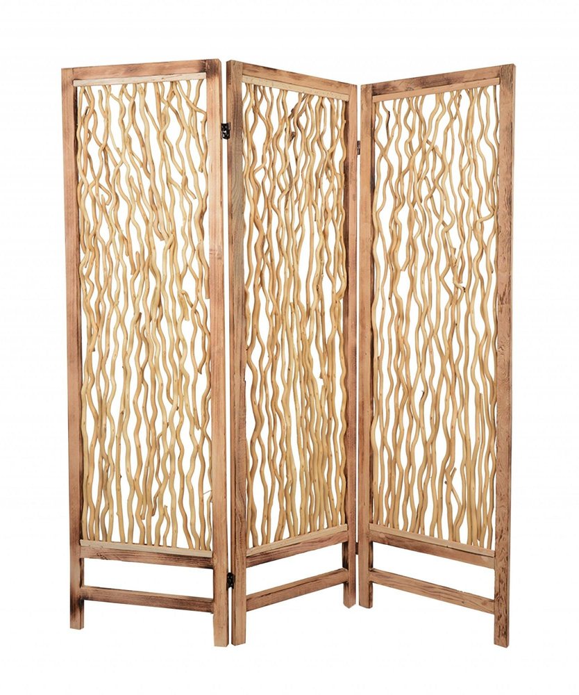 69" Brown Solid Wood Panel Screen Room Divider HomeRoots