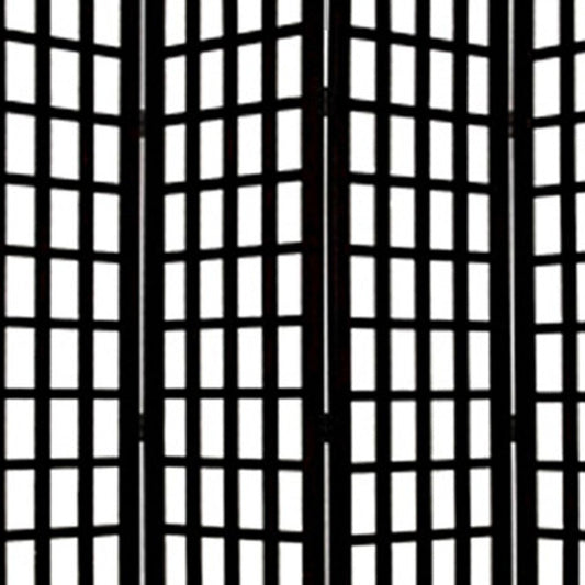 96" Black And White Folding Four Panel Screen Room Divider HomeRoots