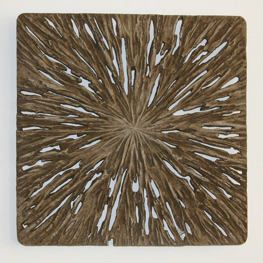 19" X 19" X 2" Brown Square Rotten Wood Wall Decor