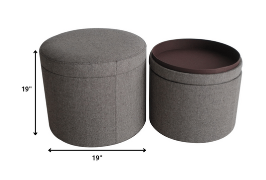 1" Gray Faux Leather Round Storage HomeRoots