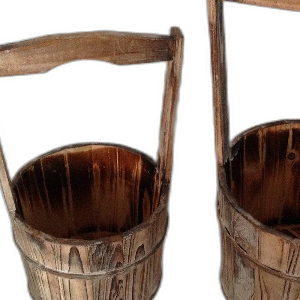 Set of Two Brown Solid Wood Garden Accents Accessories HomeRoots