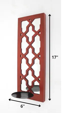 17 X 5 X 6 Red Mirrored - Candle Holder Sconce HomeRoots