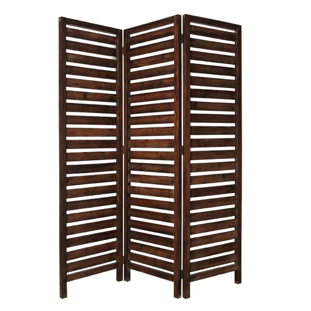 72" Brown Solid Wood Panel Screen Room Divider HomeRoots