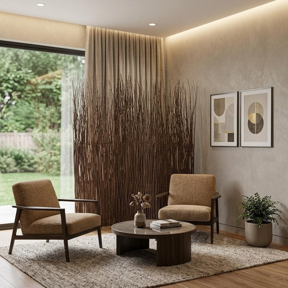 84" Brown Wood Folding Three Panel Screen Room Divider HomeRoots