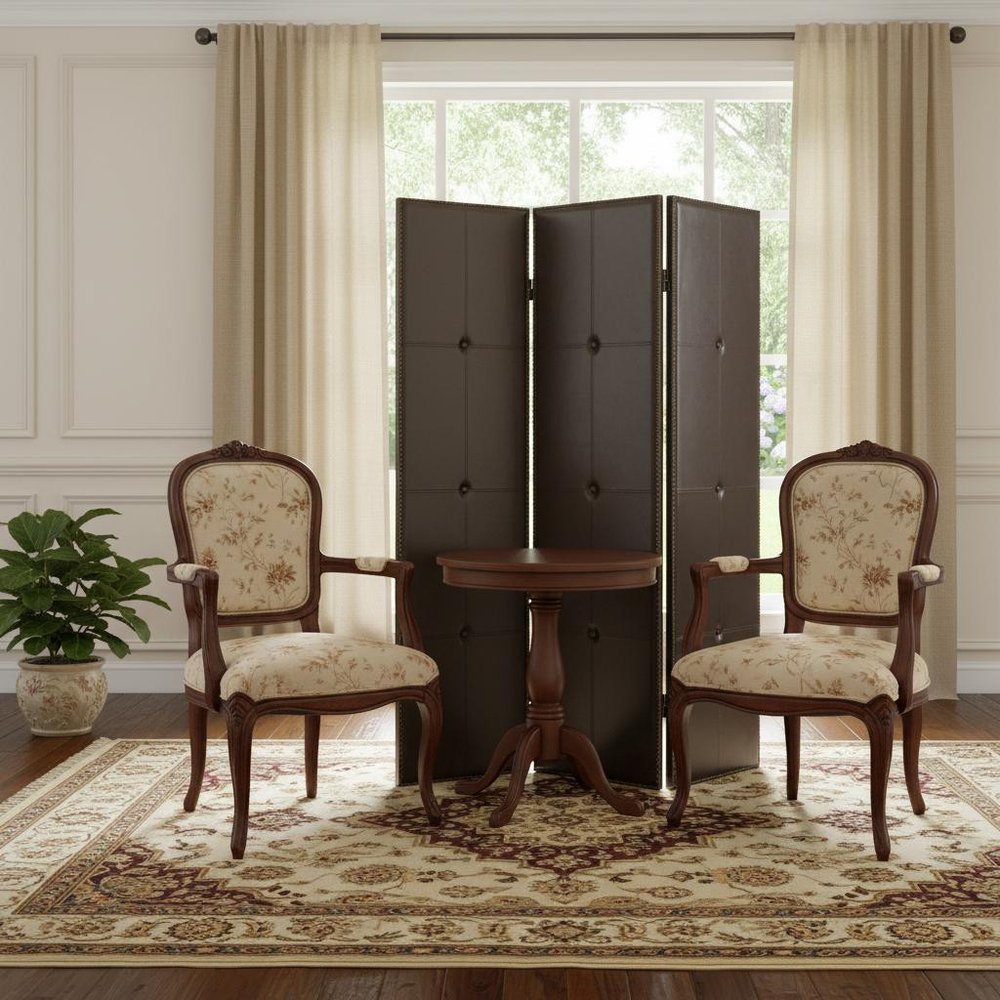 72" Brown Faux Leather Folding Three Panel Screen Room Divider HomeRoots
