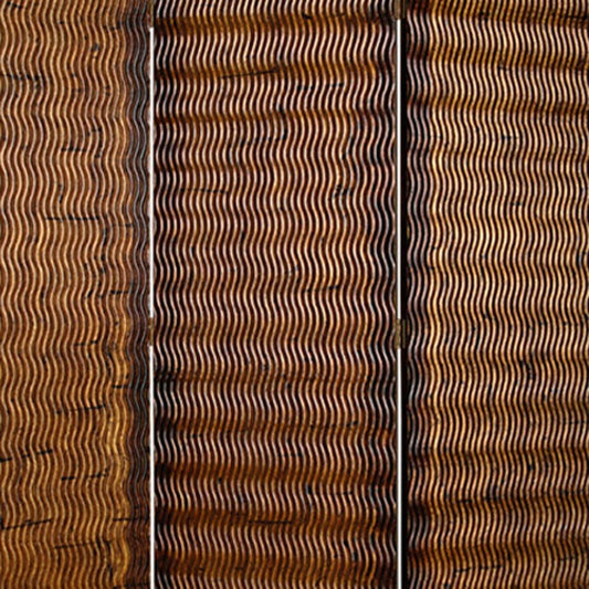 72" Brown Wood Folding Three Panel Screen Room Divider HomeRoots