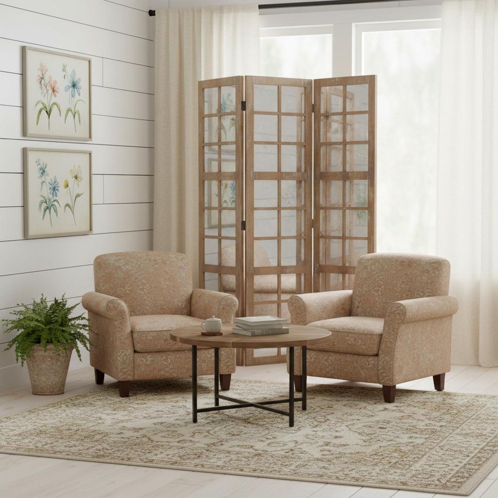 84" Brown Glass Folding Three Panel Screen Room Divider HomeRoots