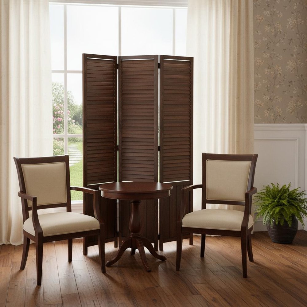 67" Brown Solid Wood Panel Screen Room Divider HomeRoots