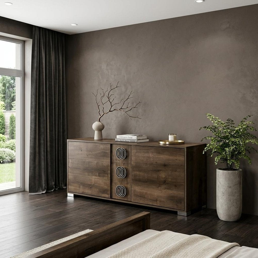 66" Brown Wood Three Drawer Double Dresser HomeRoots
