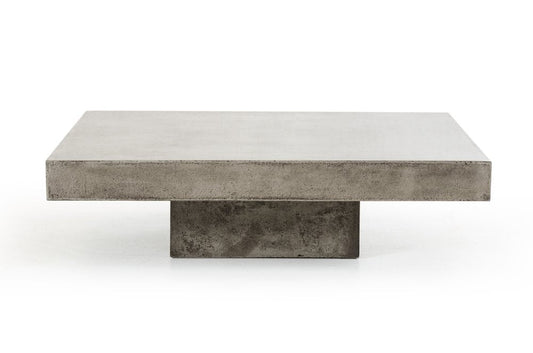 43" Gray and Dark Gray Concrete Square Block Coffee Table