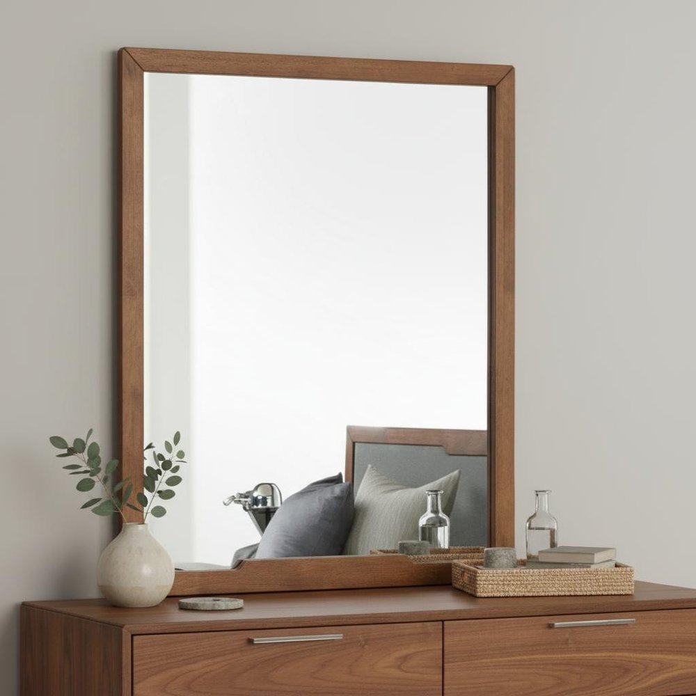 40" Brown Wood Framed Mounted Dresser Mirror HomeRoots