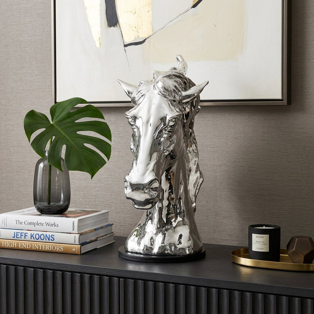11" Silver Glass Figurine Tabletop Sculpture HomeRoots