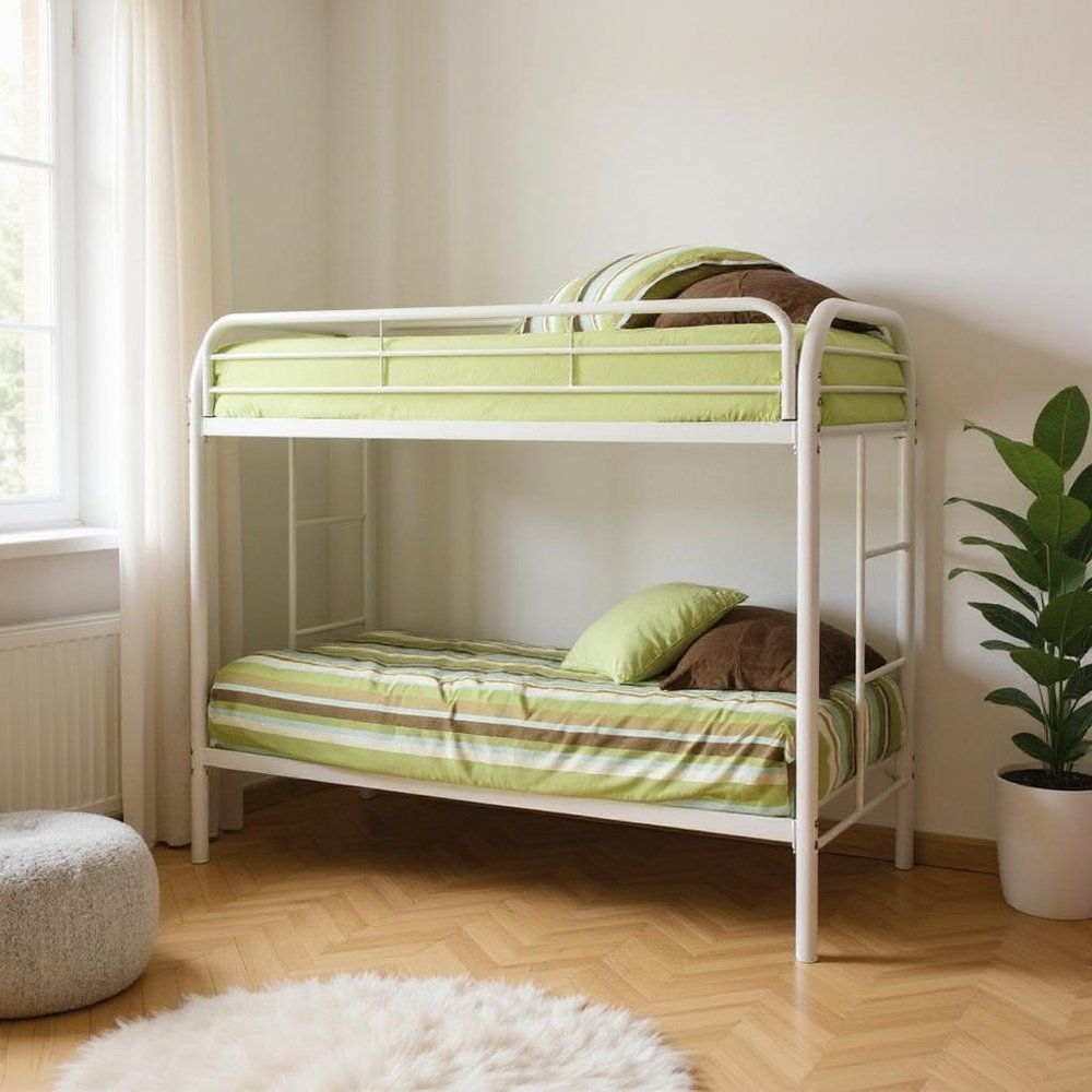 Black Twin Over Twin Metal Bunk Bed HomeRoots