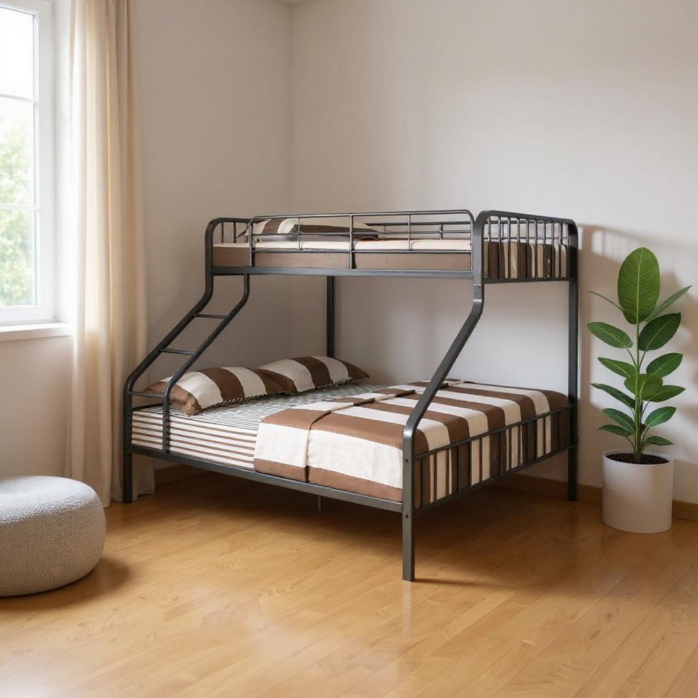 Gunmetal Twin Over Queen Bunk Bed HomeRoots
