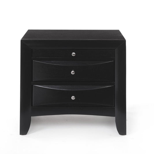25" Dark Brown Solid Wood Three Drawer Nightstand HomeRoots
