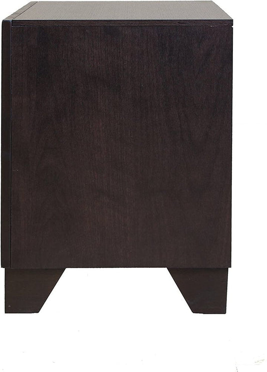 22" Espresso Two Drawers Solid Wood Nightstand HomeRoots