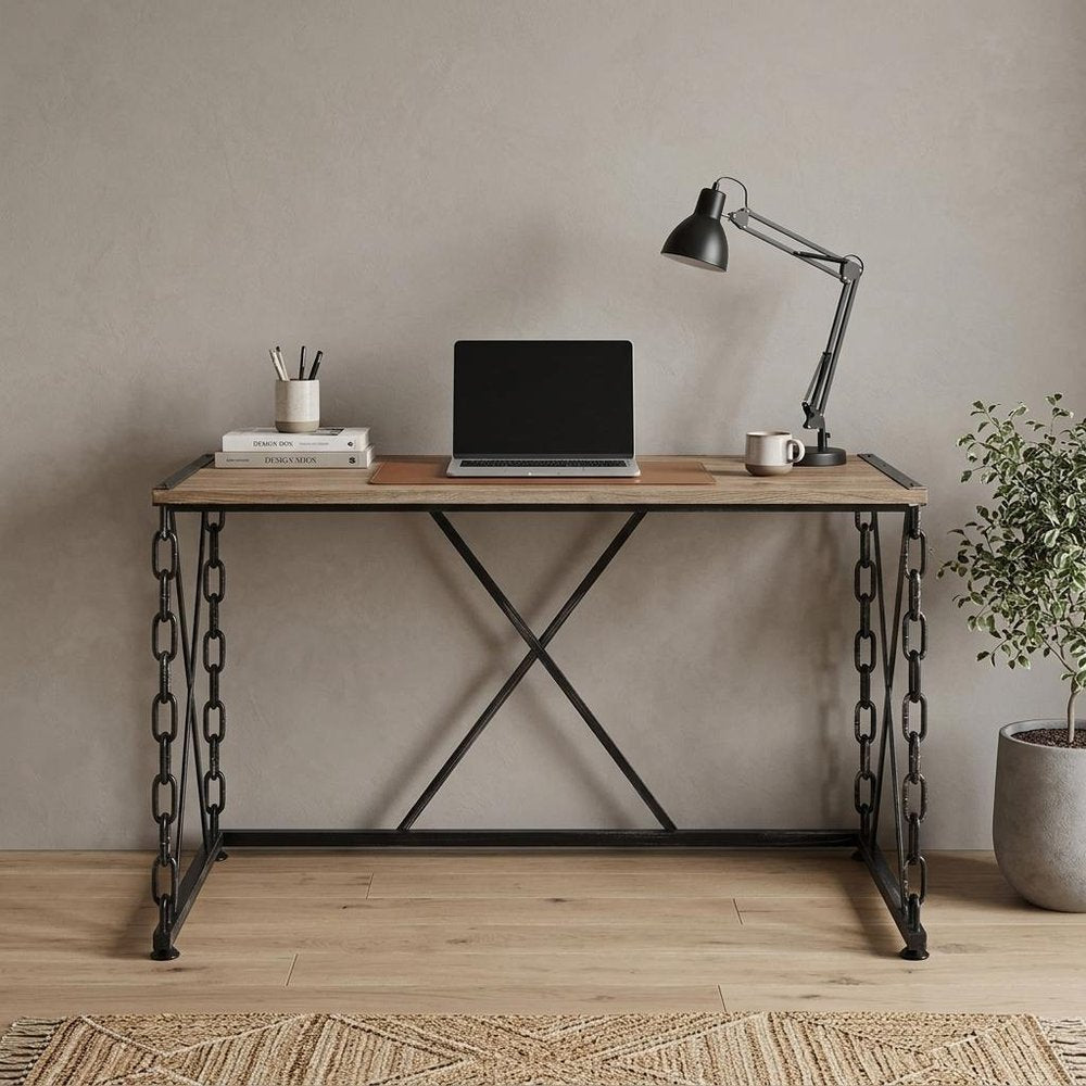 48" Brown and Black Computer Desk HomeRoots