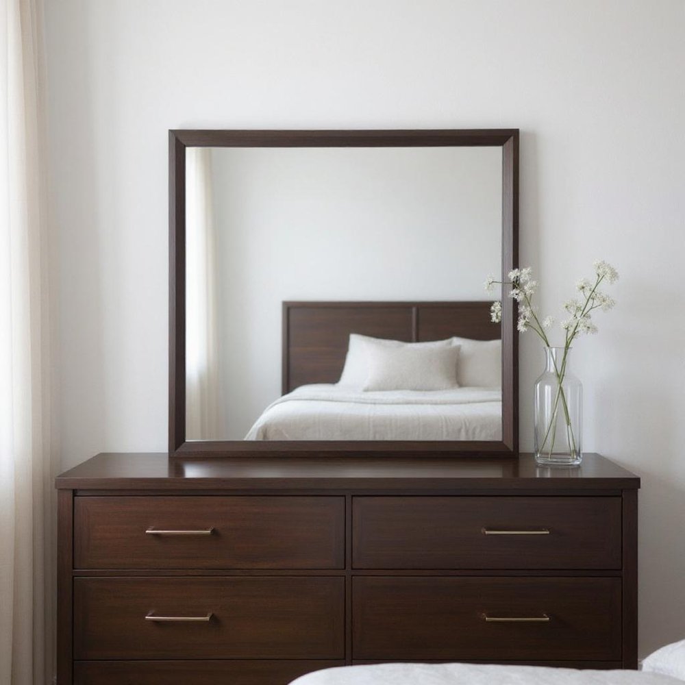 35" Espresso Wood Mounted Dresser Mirror HomeRoots