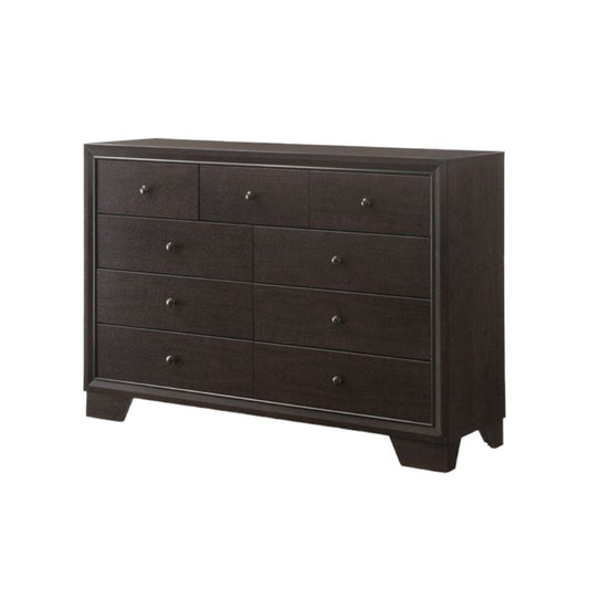 57" Espresso Wood Nine Drawer Double Dresser HomeRoots