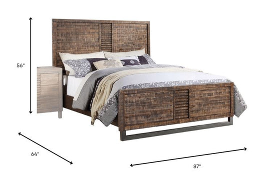 Solid Wood Queen Brown and Black Bed HomeRoots