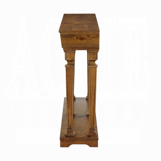60" Brown Solid Wood Floor Shelf Console Table HomeRoots