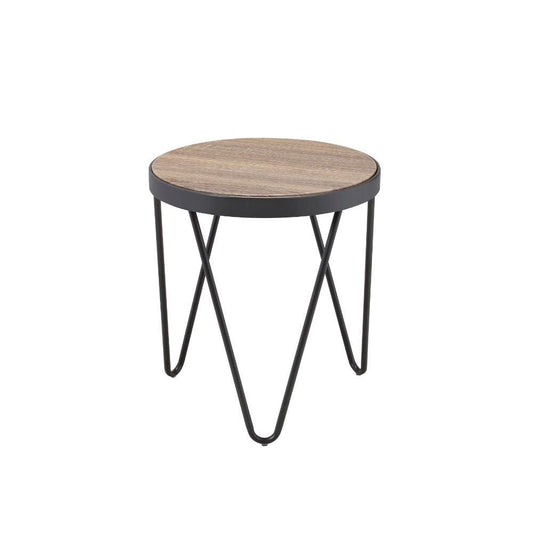 18" Black And Brown Solid Wood Round End Table HomeRoots