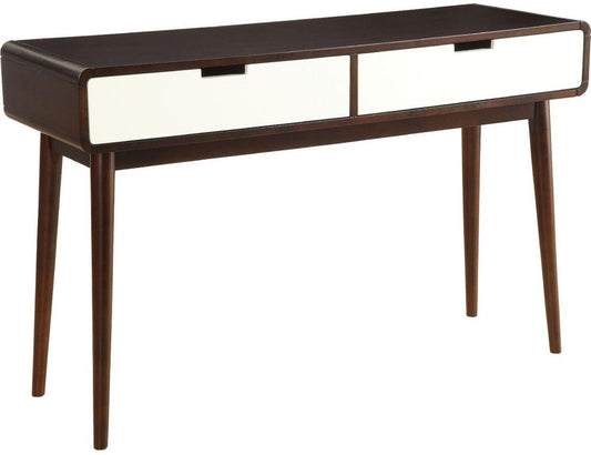 Mahogony And White Double Drawer Console Table HomeRoots