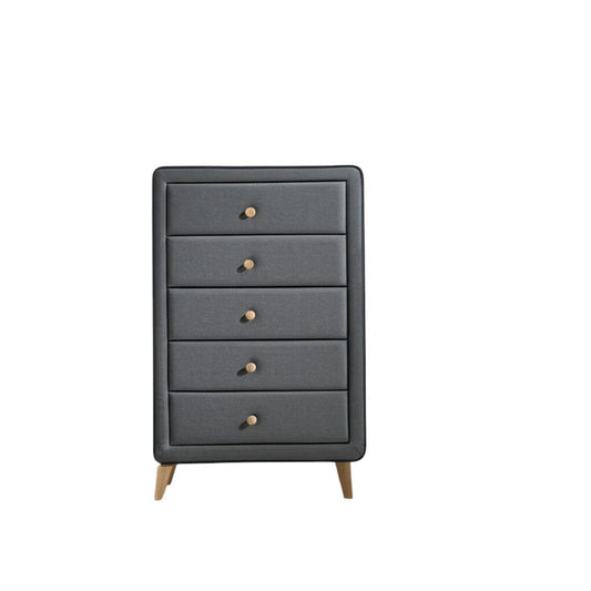 32" Light Gray Wood Five Drawer Dresser HomeRoots