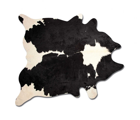 6' X 7' Black And White Cowhide Animal Print Area Rug - Image 2