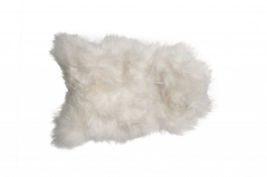 2' X 3' White Natural Wool Long-Haired Sheepskin Area Rug - Image 2