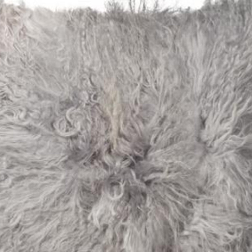 18" Gray Sheepskin Throw Pillow FurniFindUSA