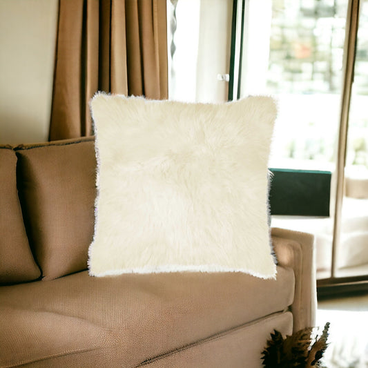 18" Natural Sheepskin Throw Pillow FurniFindUSA