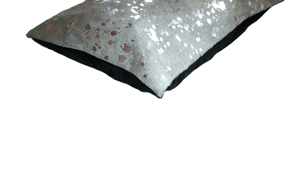 12" X 20" Gray Cowhide Throw Pillow 5.0" (L) x 20.0" (W) x 12.0" (H) FurniFindUSA
