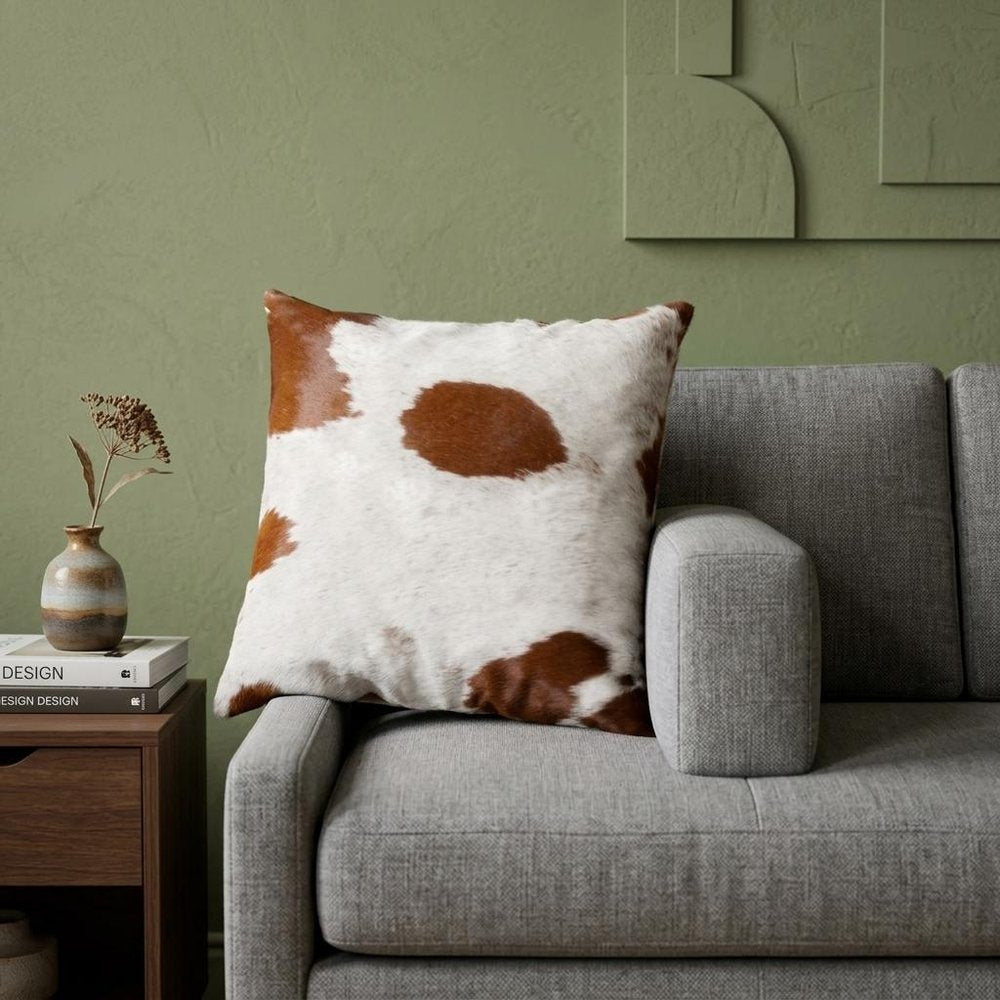 18" Brown and White Cowhide Throw Pillow HomeRoots