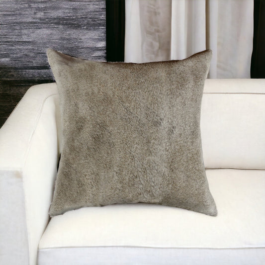 18" Gray Cowhide Throw Pillow 5.0" (L) x 18.0" (W) x 18.0" (H) FurniFindUSA