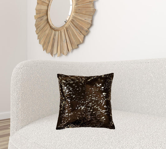 18" X 18" X 5" Gold And Chocolate Quattro Pillow FurniFindUSA