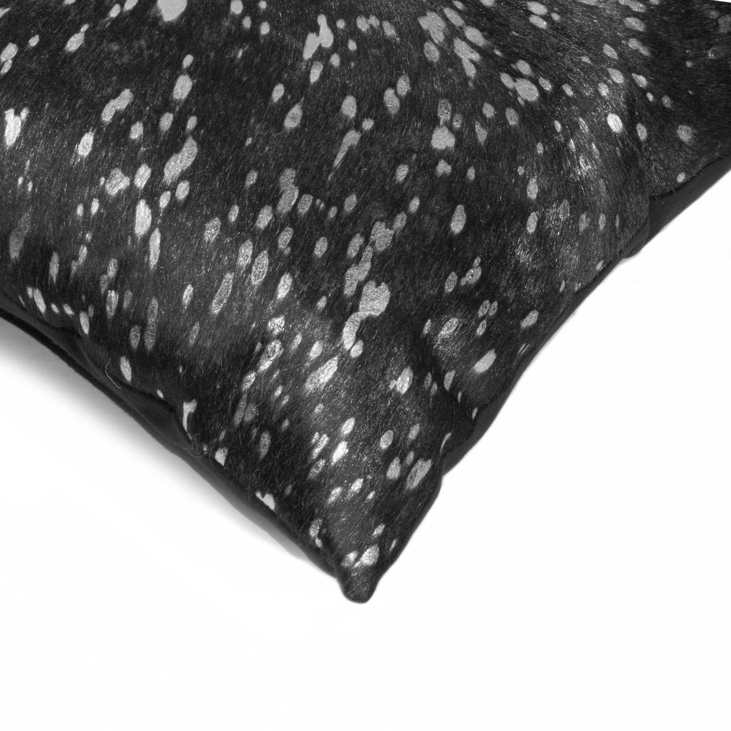 18" Black and Silver Cowhide Throw Pillow 5.0" (L) x 18.0" (W) x 18.0" (H) FurniFindUSA